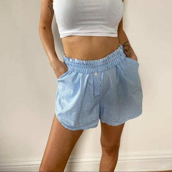 Collusion Boxing Shorts in Blue Stripe - Picture 2 of 5